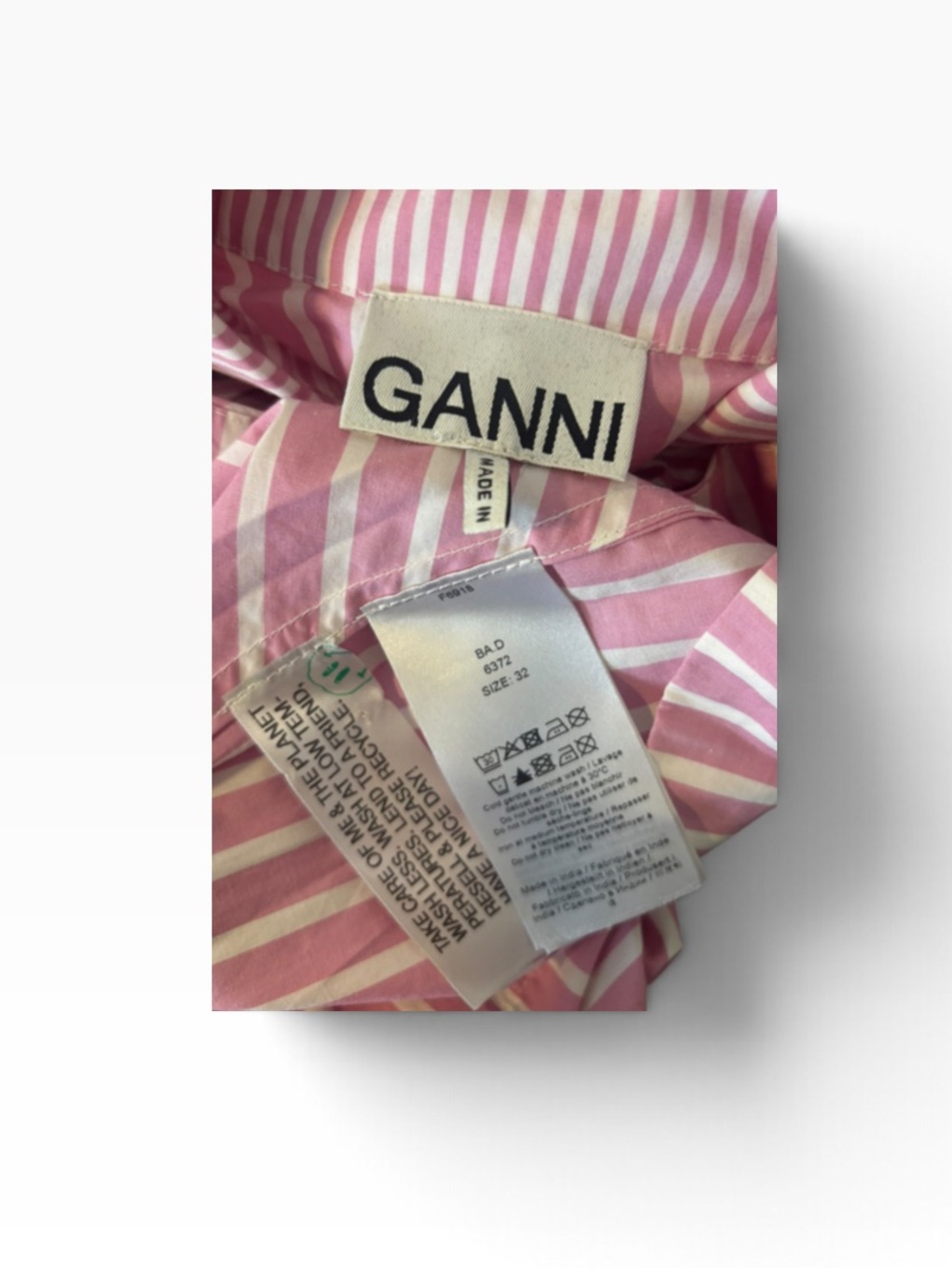Ganni Striped Cotton Mini Shirt Dress - Size 32 - Picture 4 of 4